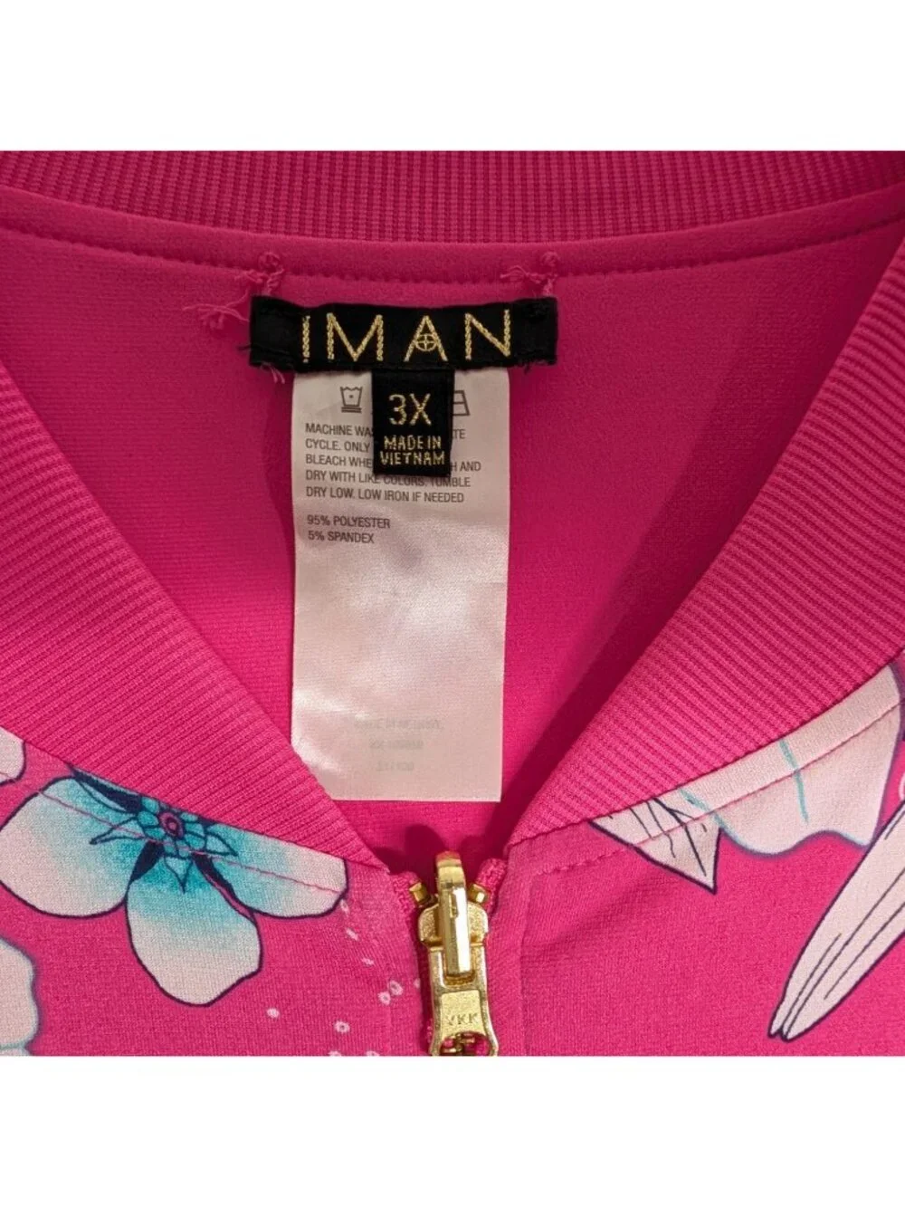 IMAN Womens Pink Floral Bomber Jacket & Matching Tank Top Set 3X Cruise wear